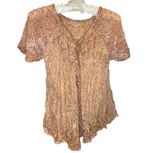 Pink Y2K Boho Embroidered Top